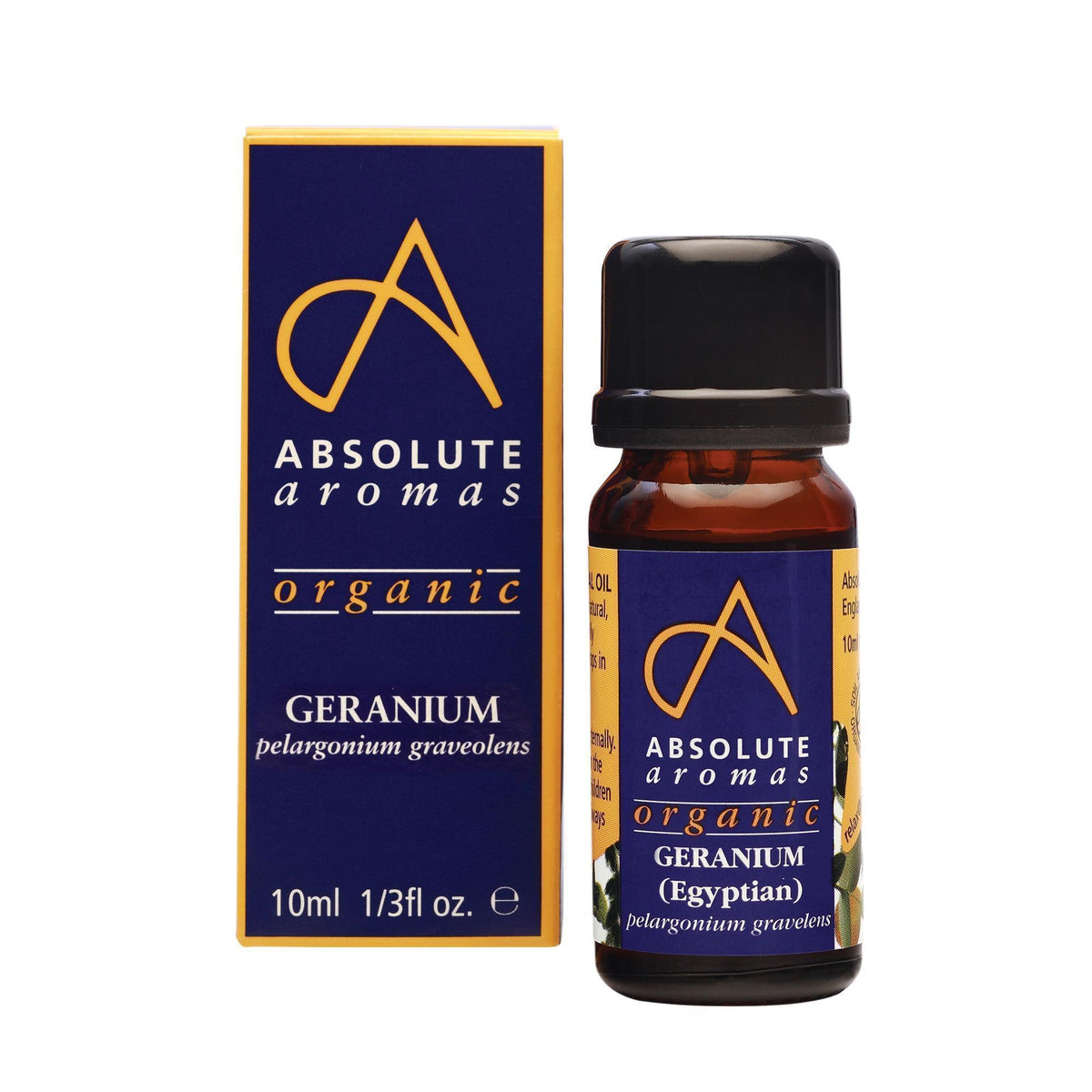Absolute Aromas Organic Geranium (Egyptian) Essential Oil 0.33 Fl. Oz.