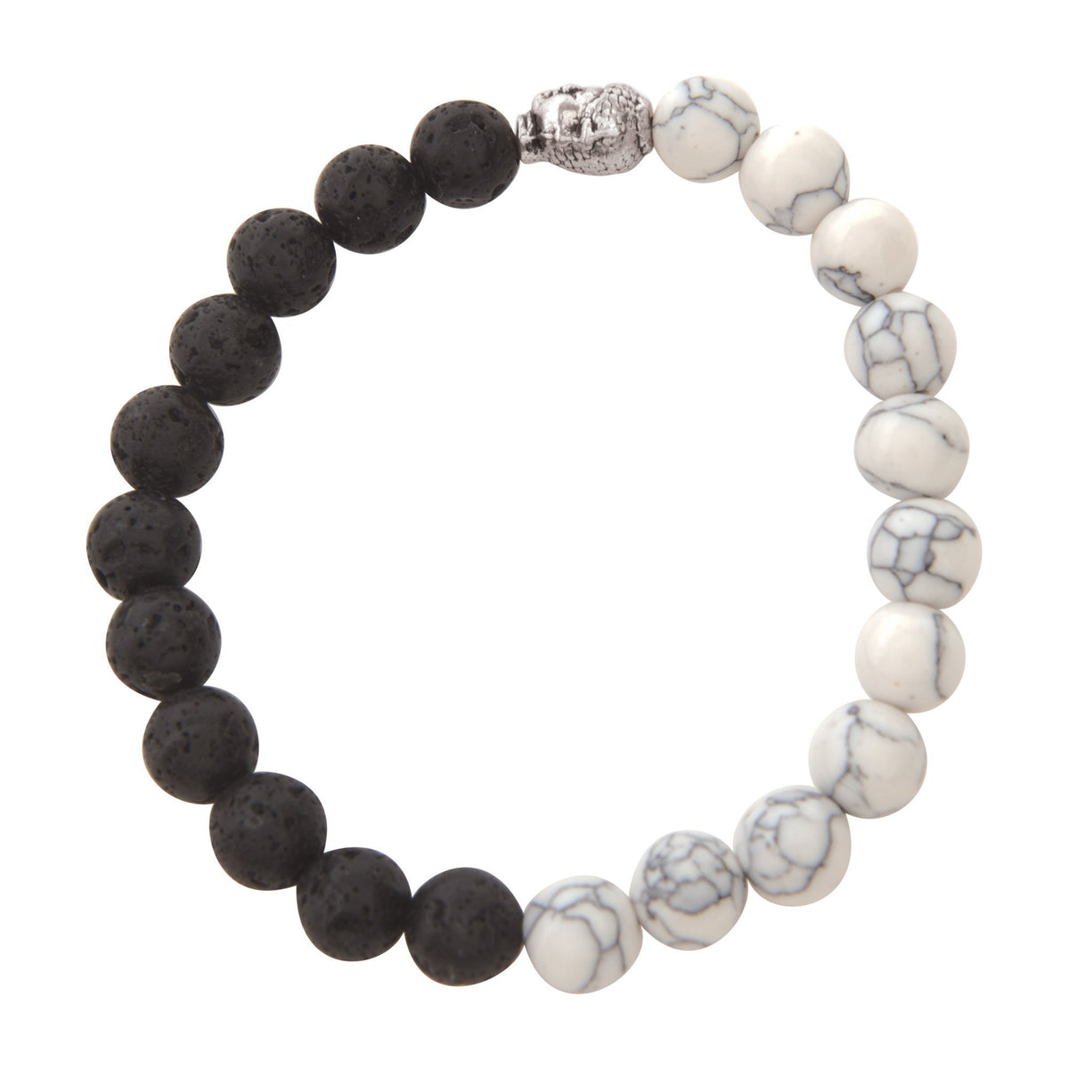 Jewelry Black & White Marble Lava Bracelet